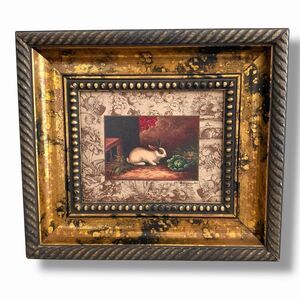 Giclee Karen Davis Lees “Bunny on Toile” Canvas Print  Framed French Country